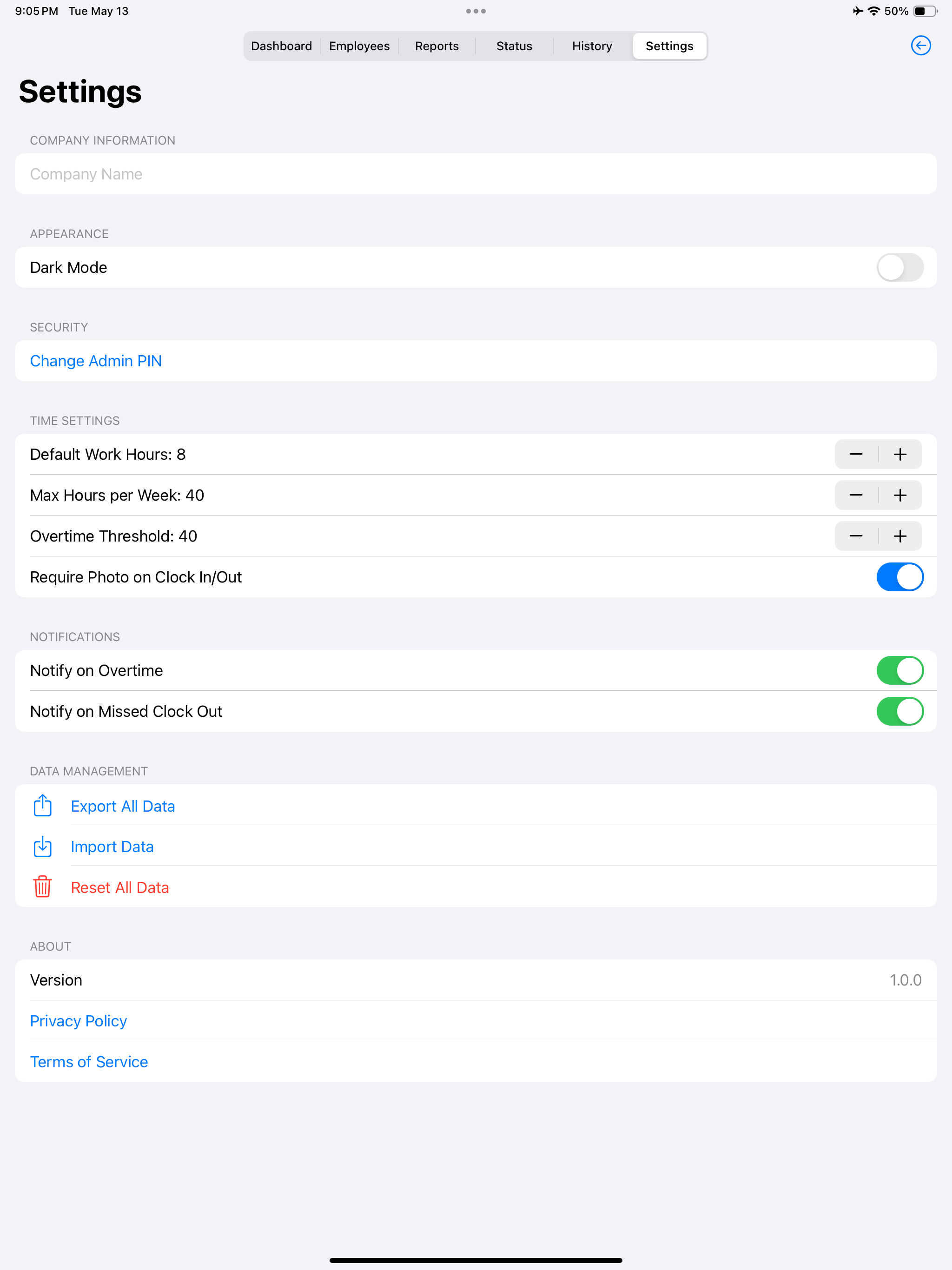 Settings Screen